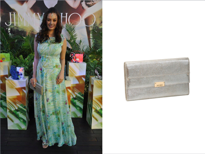 Evelyn Sharma carrying the Jimmy Choo Reese