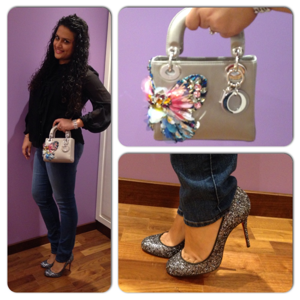 Bag Dior, Blouse Diane Von Furstenberg, Sandals Christian Louboutin, Jeans J Brand