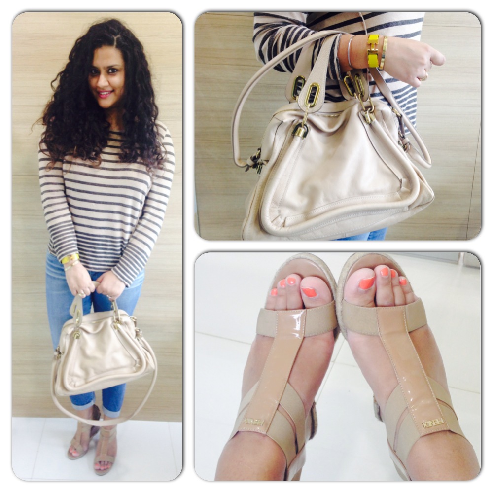 Jeans - Adriano Goldschmied, Top - Burberry, Bag - Chloé, Cuff - Hermes, Shoes - Fendi