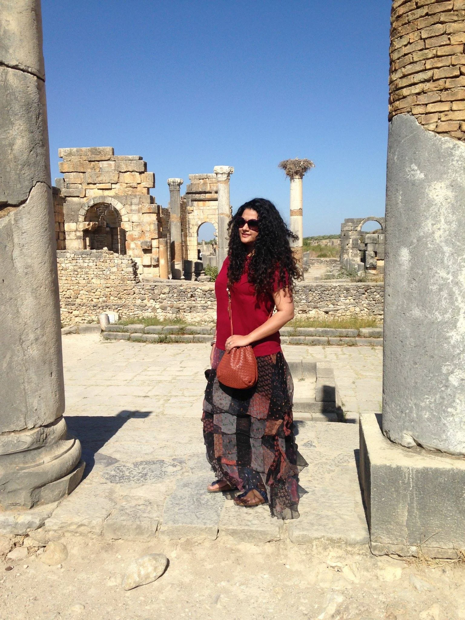 Skirt: Label by Ritu Kumar, Sandals: Birkenstock, Top: Ralph Lauren, Sling: Bottega Veneta, Bangles: Hermes, Neckpiece: Isharya, Sunglasses: Dior, Ring: Bulgari