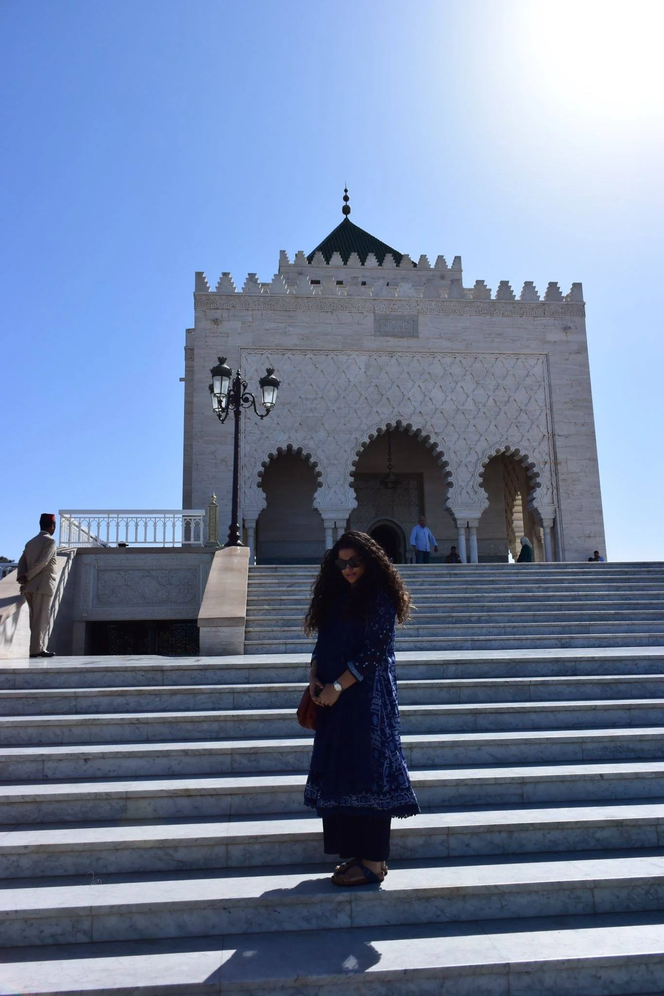 Rabat Mausoleum of Mohammed V Kurta, Pants & Stole - all part of a set: Label by Ritu Kumar, Sling: Bottega Veneta, Sunglasses: Dior: Bangles: Hermes, Sandals: Birkenstock, Ring Bulgari