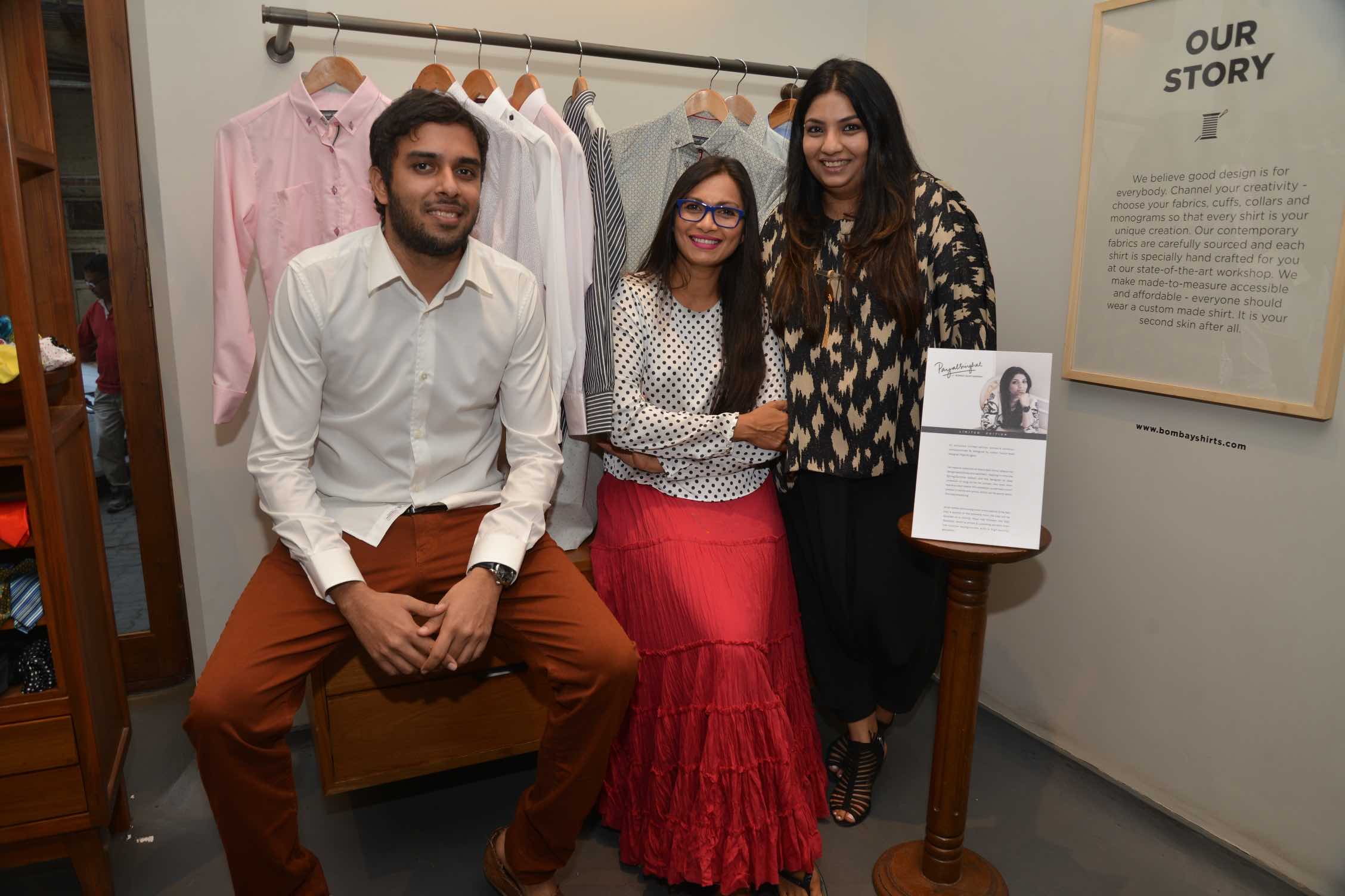 Akshay Narvekar, Founder - Bombay Shirt Company, Maria Goretti and Designer Payal Singhal at the launch of the latter's capsule collection for BSC.jpeg