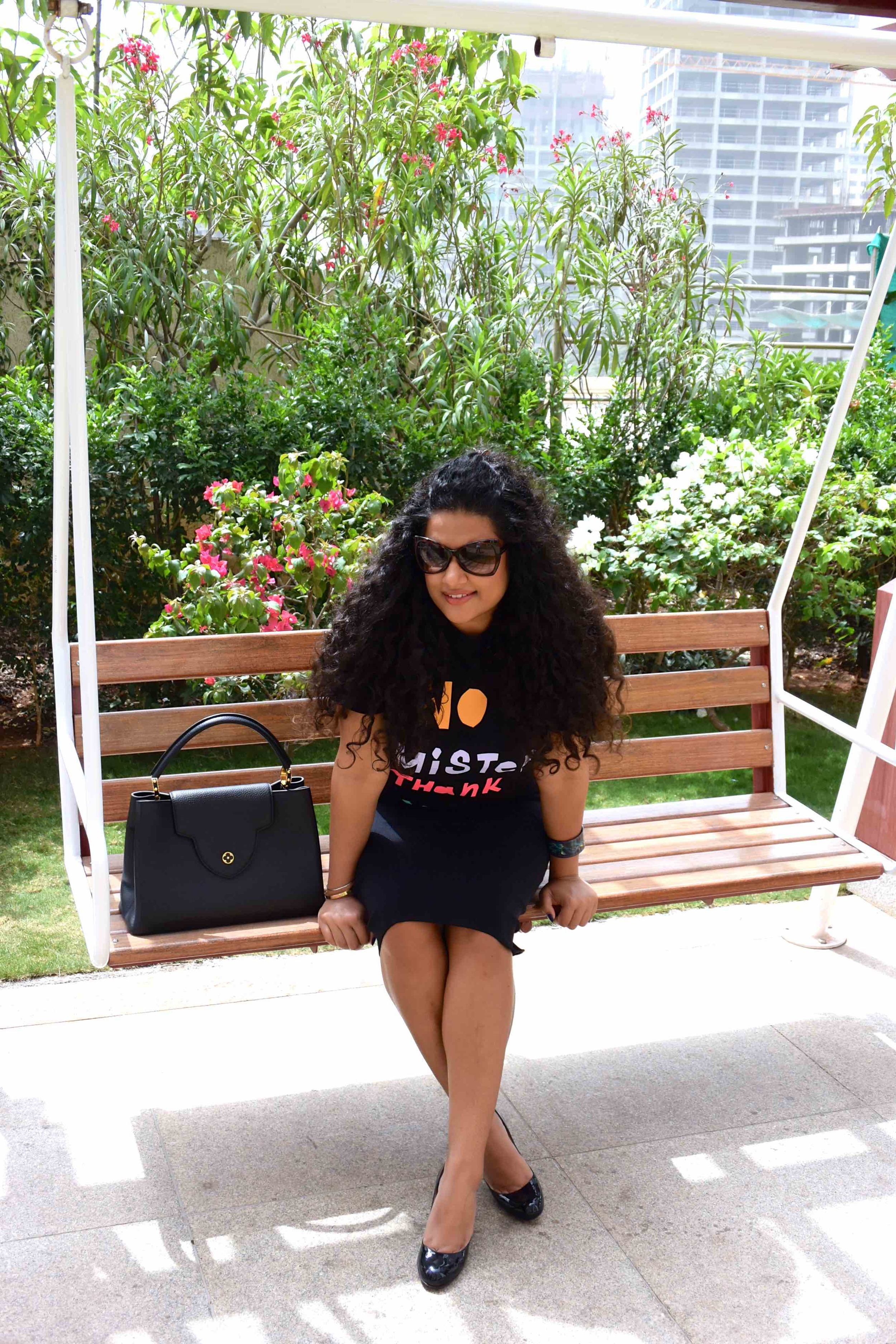 P.A.R.O.S.H. Skirt, Sonia by Sonia Rykiel T-Shirt, Louis Vuitton Bag, Christian Louboutin Pumps, Tom Ford Sunglasses and an Hermes Cuff