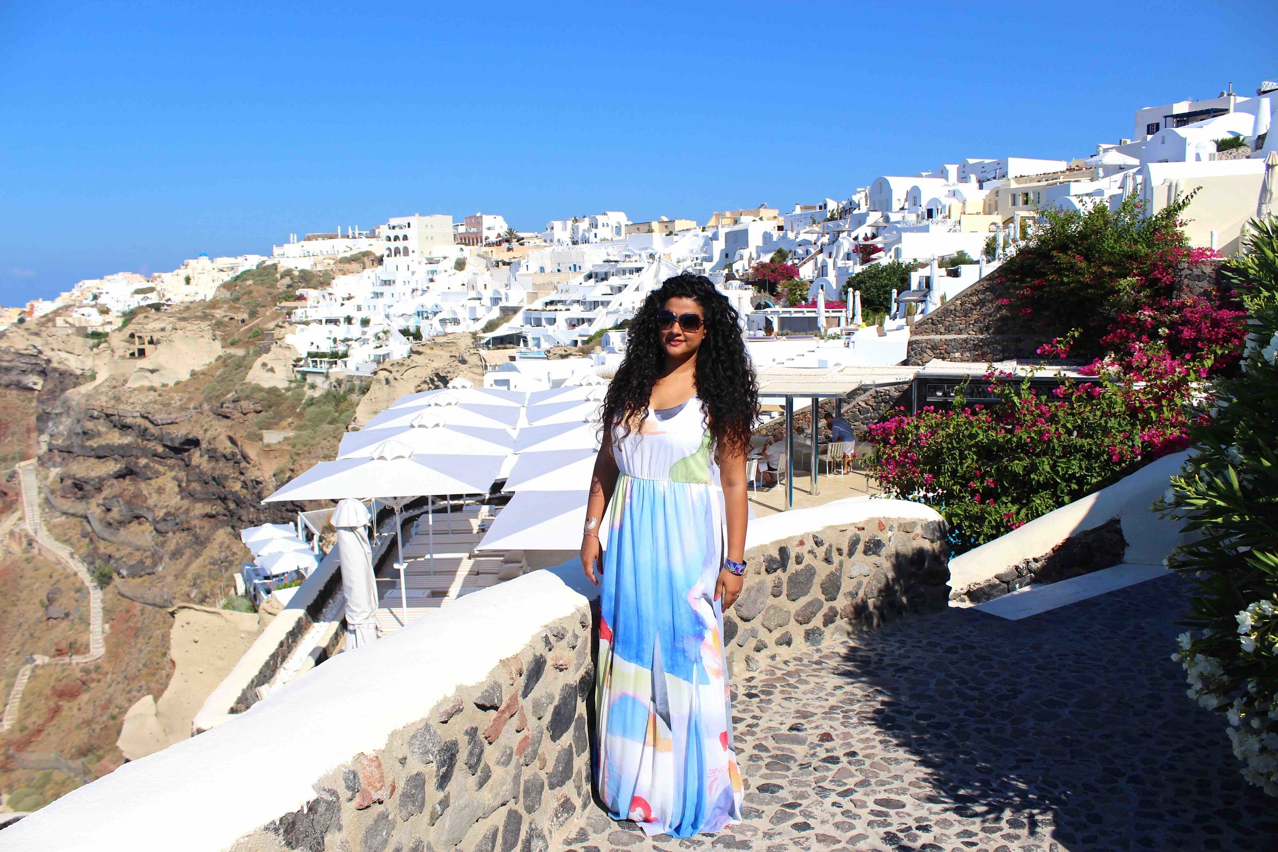 Dress: Alice+Olivia, Sunglasses: Gucci, Cuff: Hermes, Shoes: Opening Ceremony