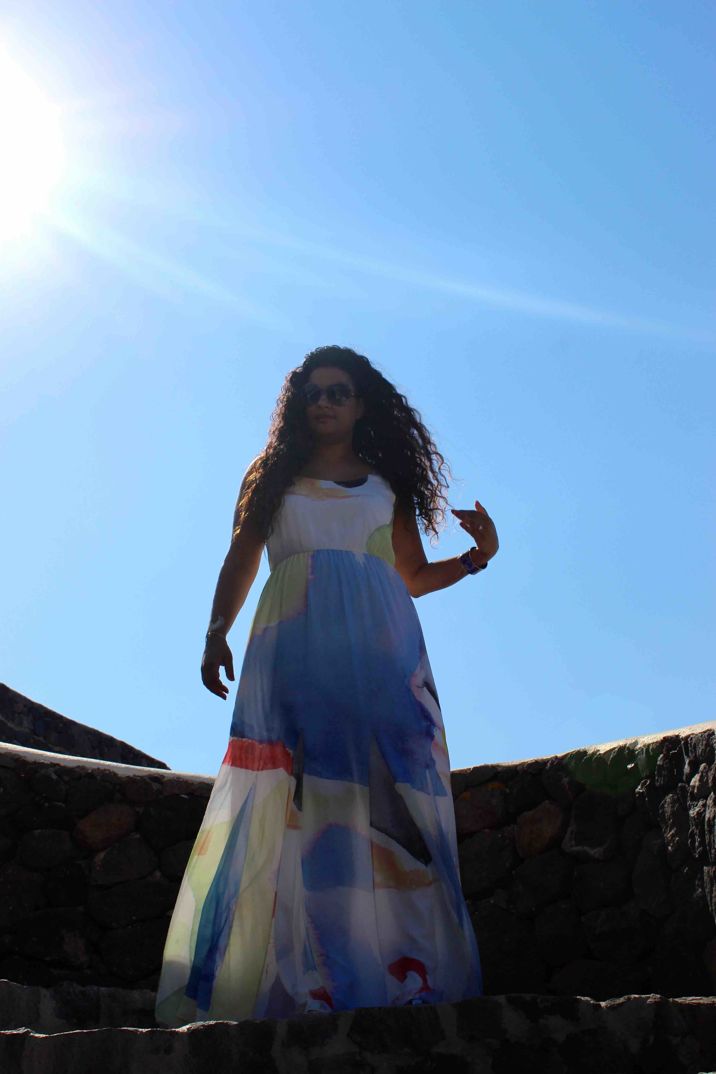 Dress: Alice+Olivia, Sunglasses: Gucci, Cuff: Hermes, Shoes: Opening Ceremony