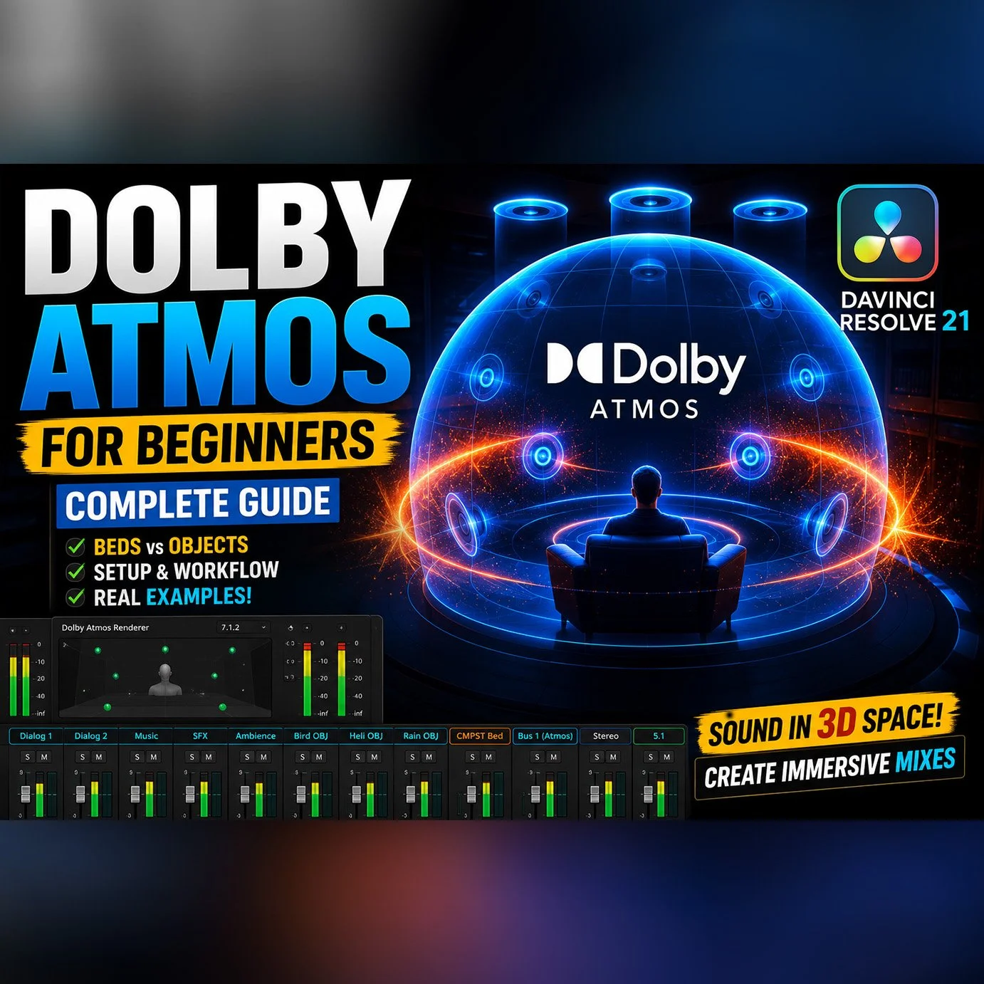 If you are as confused as I was about how to work with Dolby Atmos in DaVinci Resolve, this is the video for you! I figured it all out so you don't have to! #dolbyatmos #atmos #surroundsound @dolby @blackmagicnewsofficial #davinciresolve