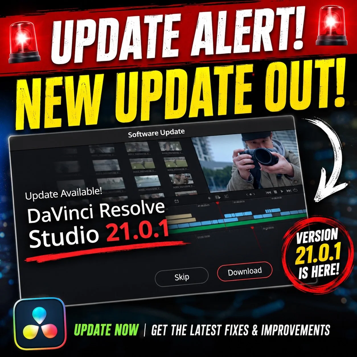 New DaVinci Resolve Update! @blackmagicnewsofficial What's New in DaVinci Resolve 21.0.1

The following features have been added or updated.

&bull; Addressed multiple DNG and Apple ProRAW color issues.
&bull; Addressed issue with automatic smart bin