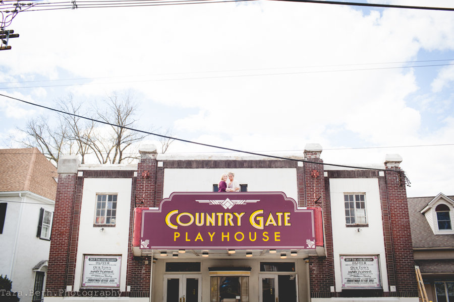 Gina Scurato and Marisa Delmore on top of the marquee in 2015.