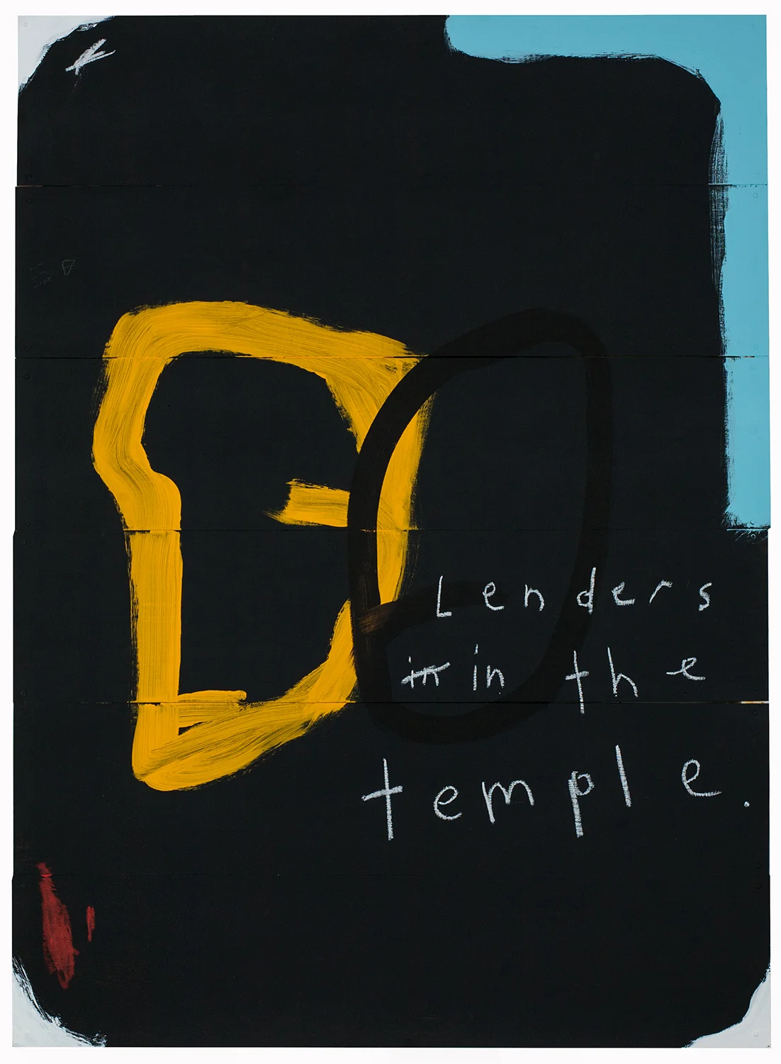 Lenders in the Temple 33" x 24" x 2.75" industrial paint, acrylic, oil stick on wood 2015