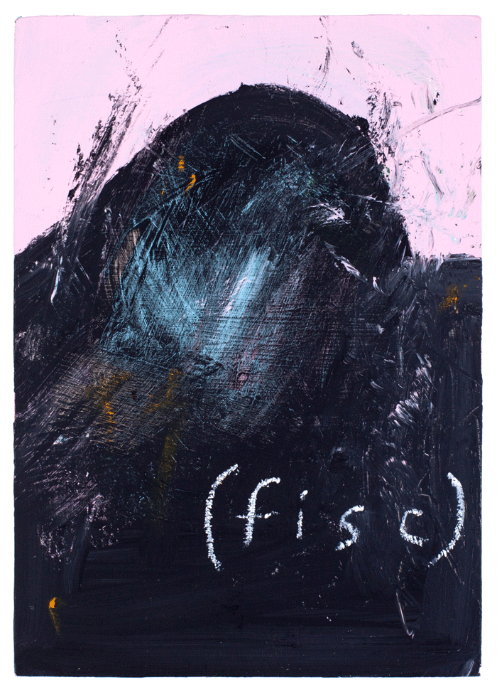 fisc 7" x 5" acrylic, oil stick on wood panel 2016