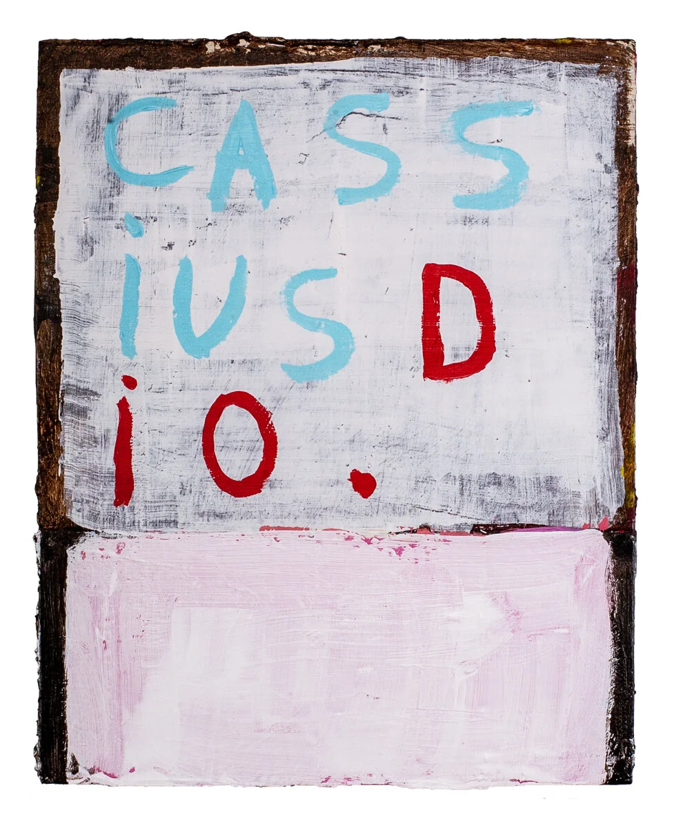  cassius dio  10” x 8”  acrylic, coffee, found paper, gel medium, gesso on wood panel  2019   