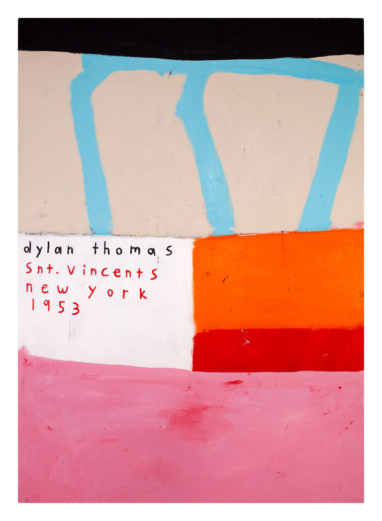  dylan thomas 1953  56” x 40”  mixed media on canvas  2019   