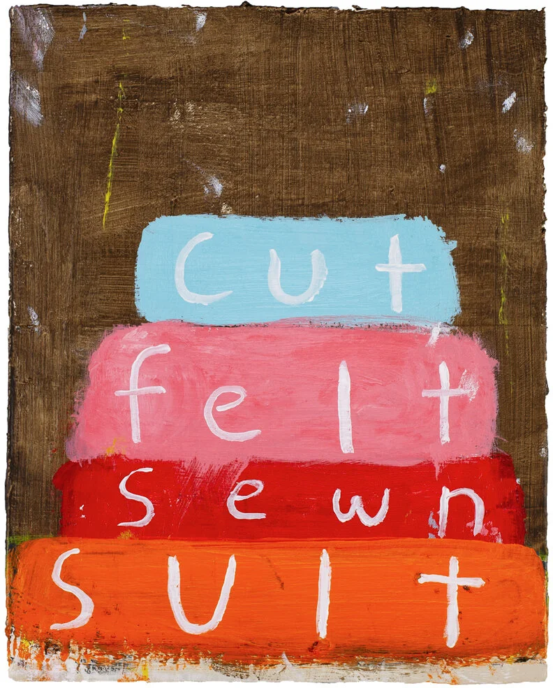  cut felt  10” x 8”  found paper, gel medium, acrylic on wood panel  2019   
