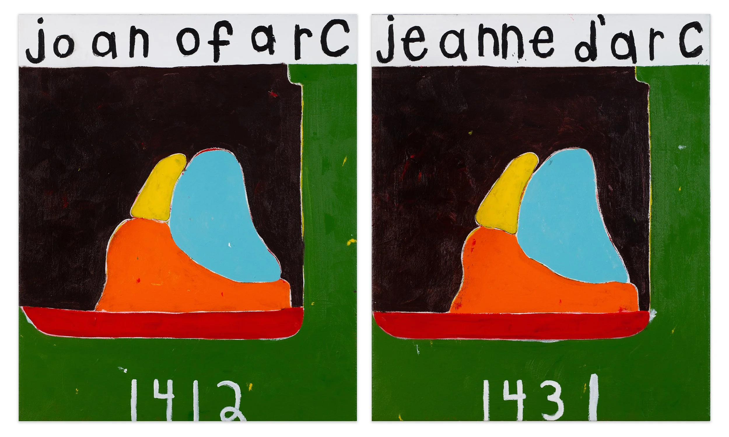  joan of arc (jeanne d’arc)  42.5” x 24” (diptych)  acrylic on canvas  2023   