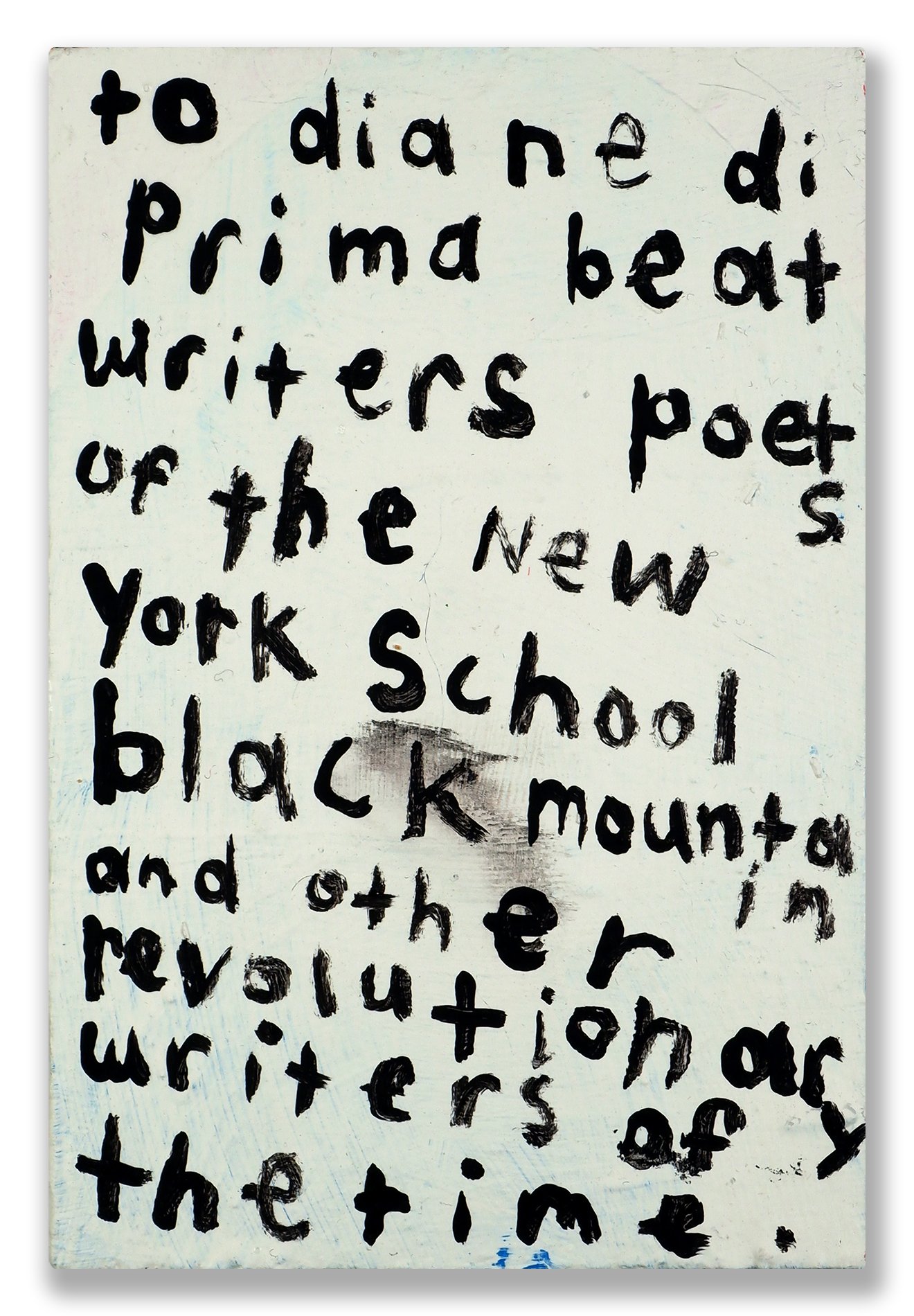  to diane di prima  5.25” x 3.5” x 1.3”  acrylic on wood  2025 