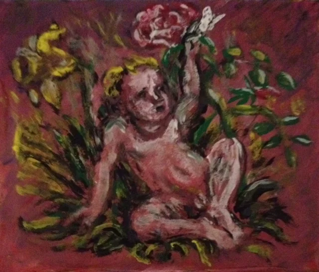 Baby in a Flower Bed Growing