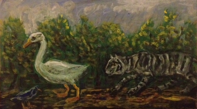 Cat and Birds