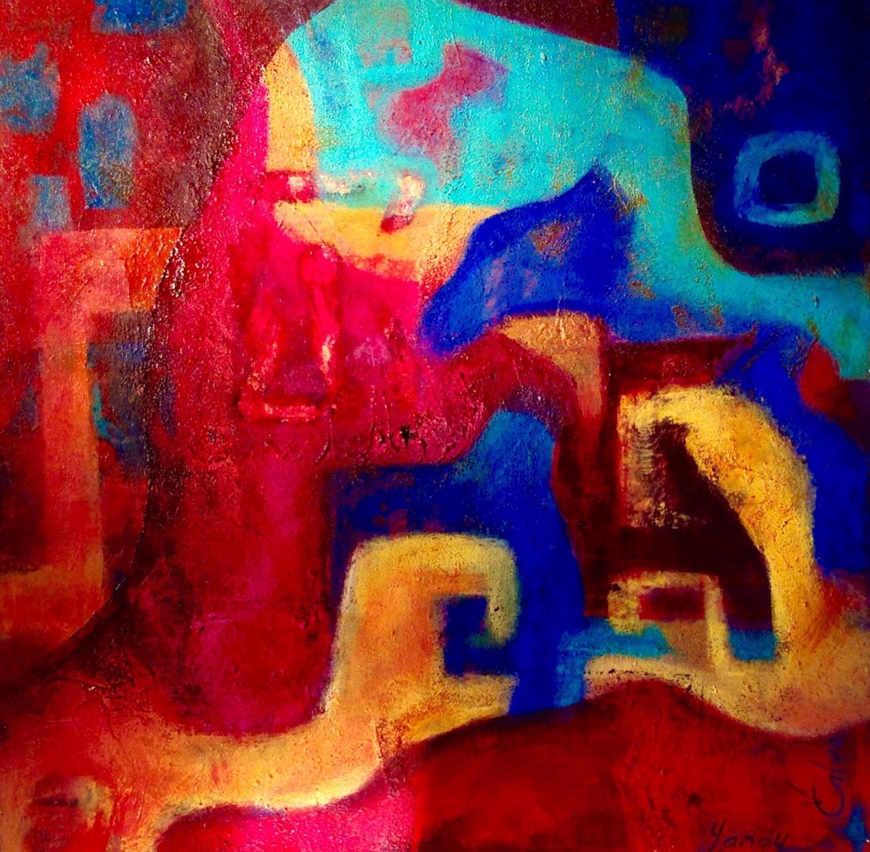 Kayab- 36” x 36” Acrylic, gold leaf and sand.jpeg