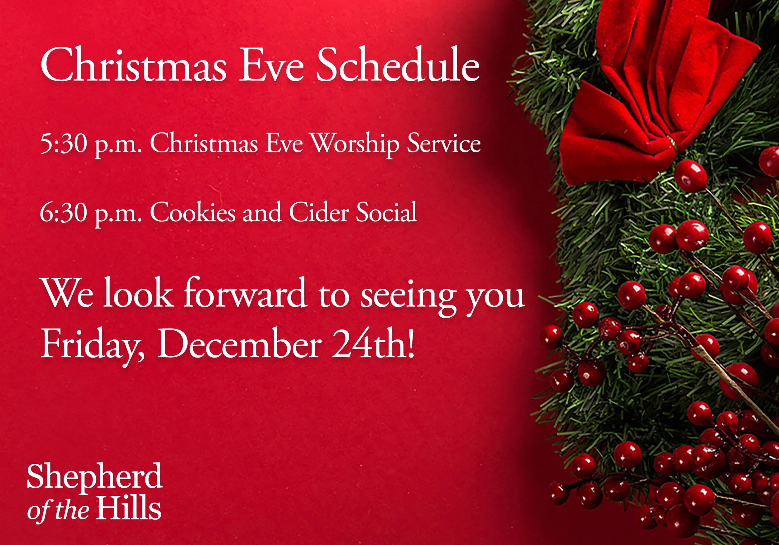 Christmas Eve Service and Cider Social