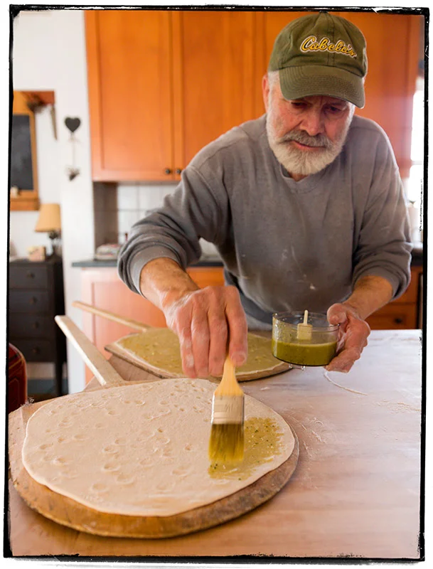 The olive oil, garlic and rosemary