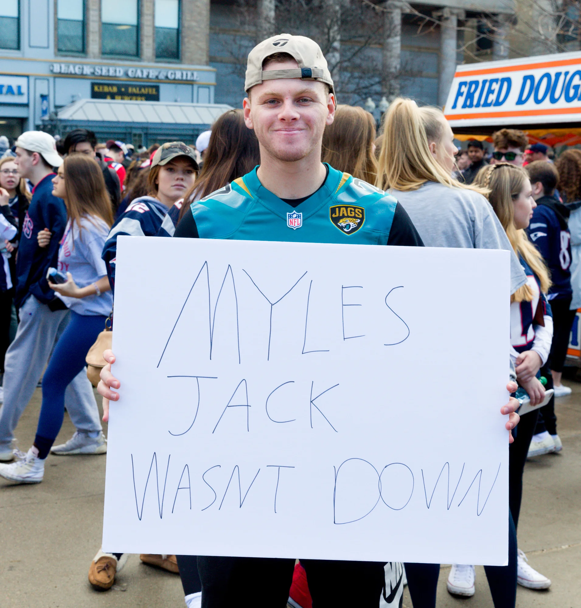 Jaguars fan still upset about last year’s AFC Championship game. I had to tell him that, actually, by rule, Myles Jack was indeed down.