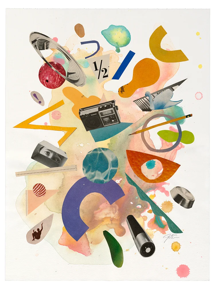 PD&UG Recorder (SOLD) // Acrylic and collage on un-stretched canvas // 12"X 16" 