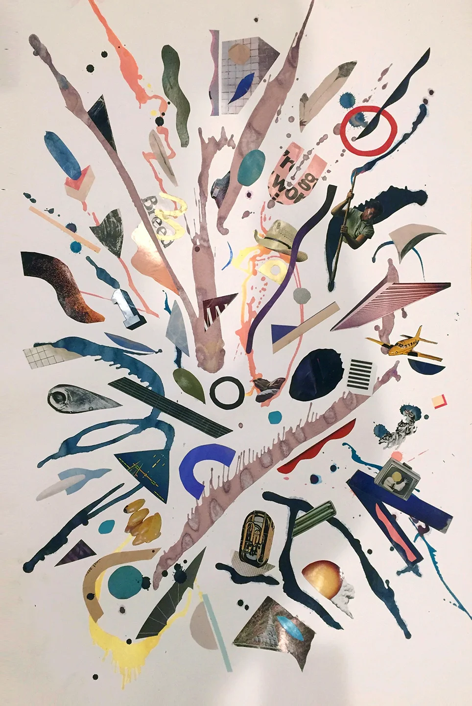 P&PM - Churn // Acrylic and collage on paper // 23" X 34"