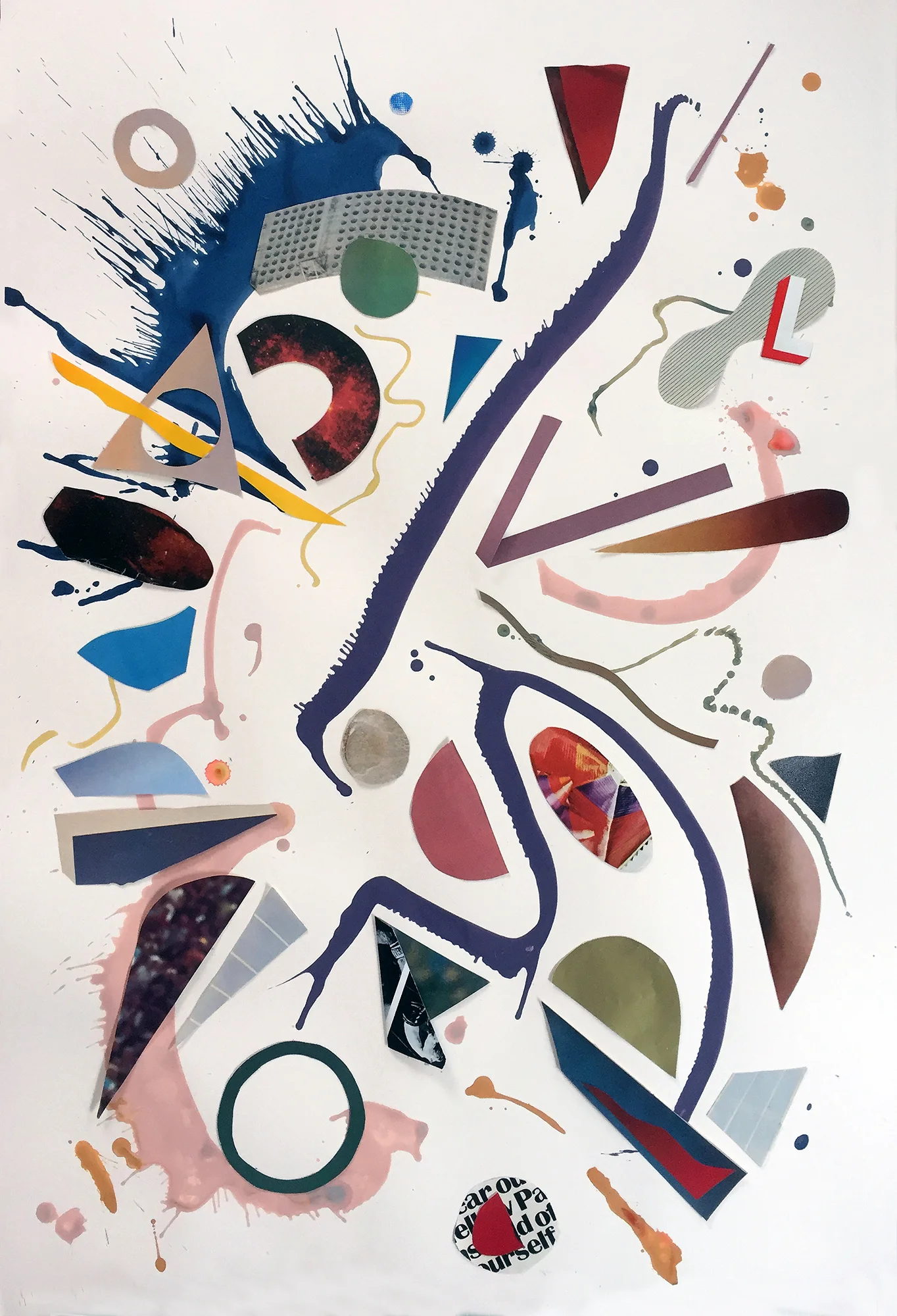 P&PM&TSI - Not Not a Portrait of Philip Glass // Acrylic and collage on paper // 23" X 34"
