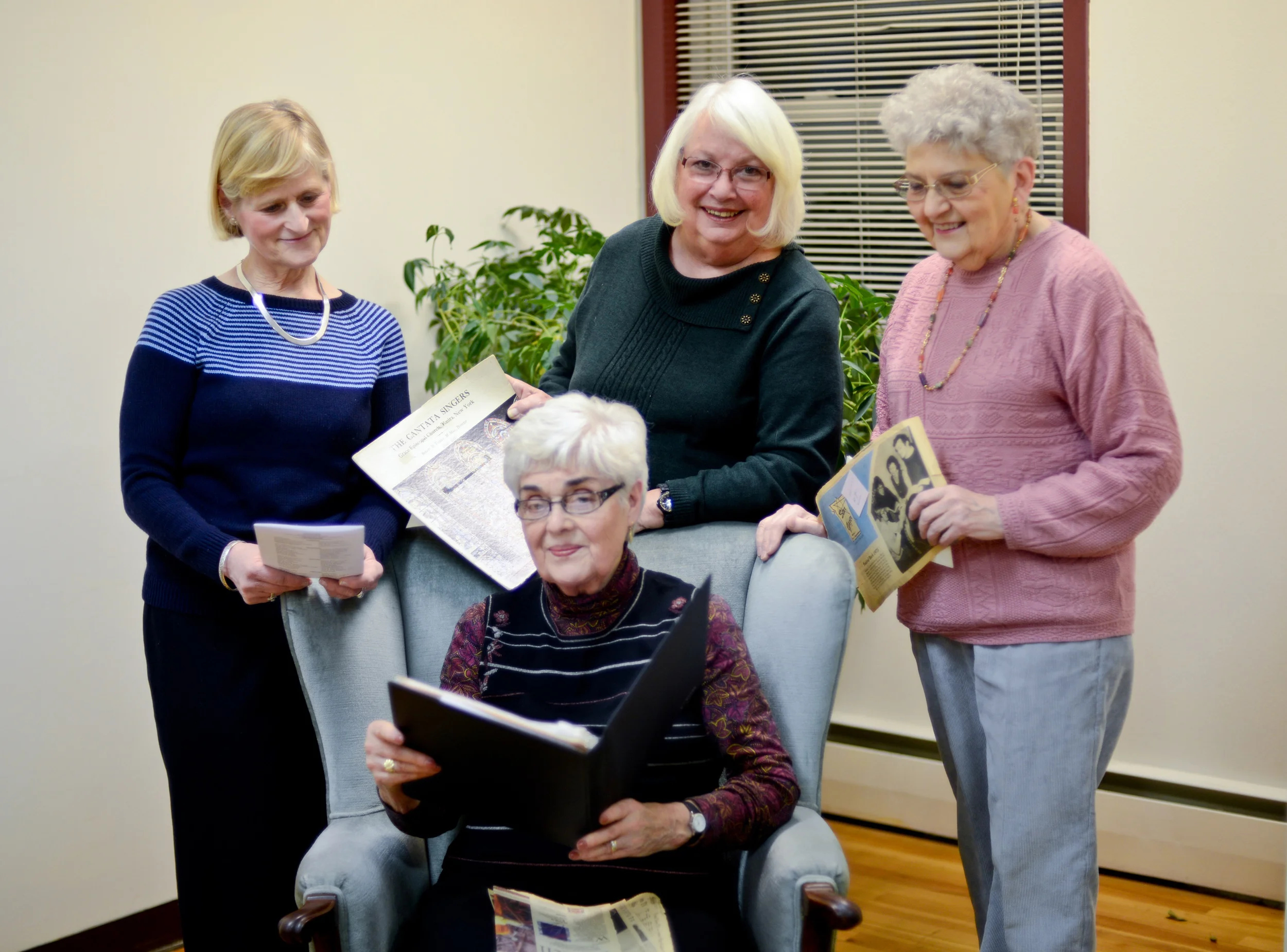 The 50th Anniversary Committee. From left: Judy Sheasley, Martha Horton, Cora Range. Seated: Dottie Hoos