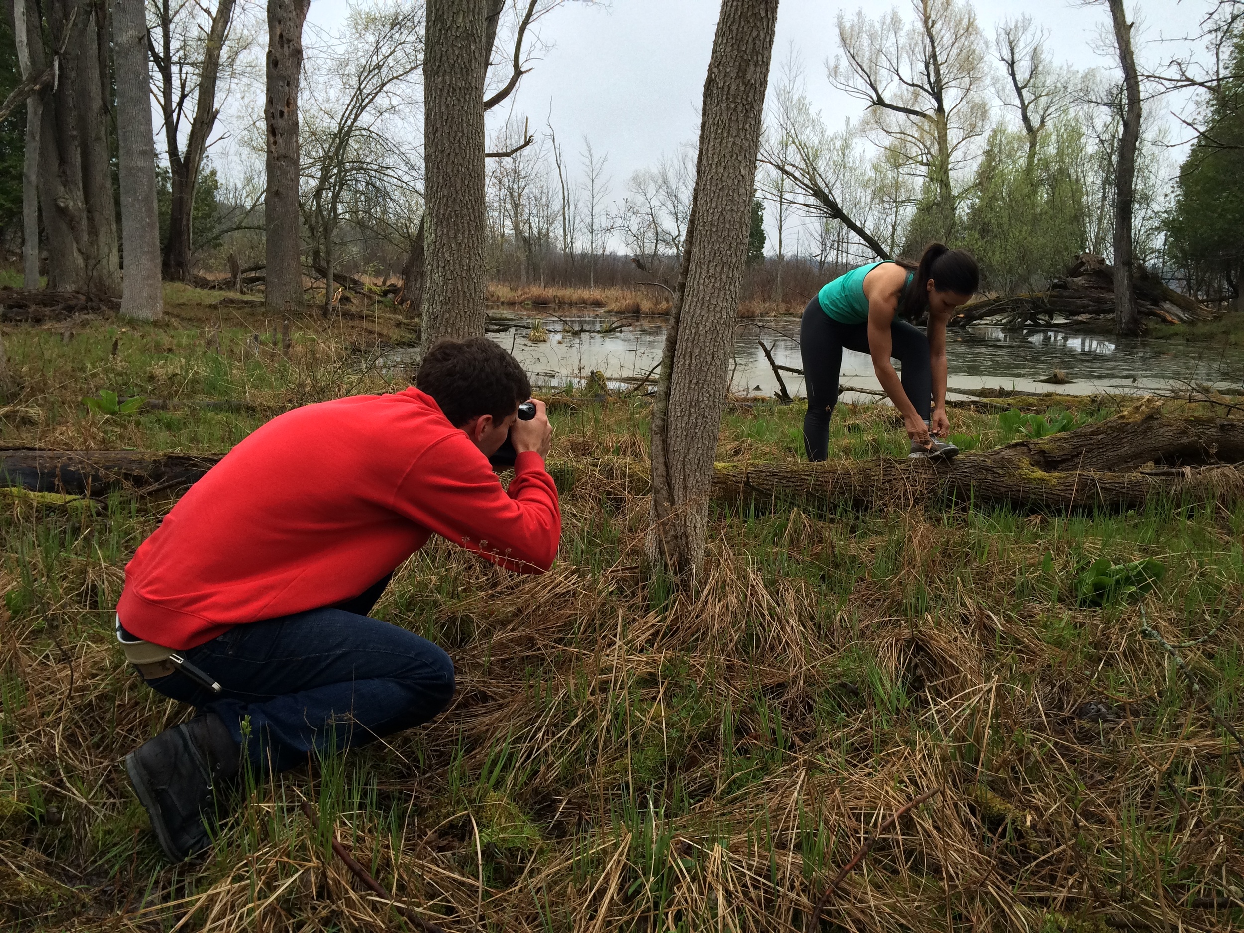 Turned out that the spot I had scouted out before hand is not the same when it's wet. Taken by my assistant Sam, one of the few times I was not kneeling or falling in the swamp below my feet. we were all a little muddier than planned...
