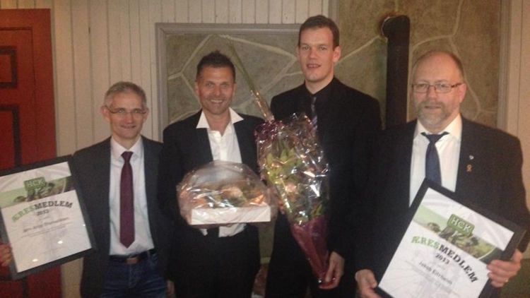 Fra Jubileumsfesten Til Harstad Cykleklubb, januar 2014. Fra venstre Jørn Thorvaldsen, Ronny F. Hansen, Stian Evensen og Jakob Eitrheim