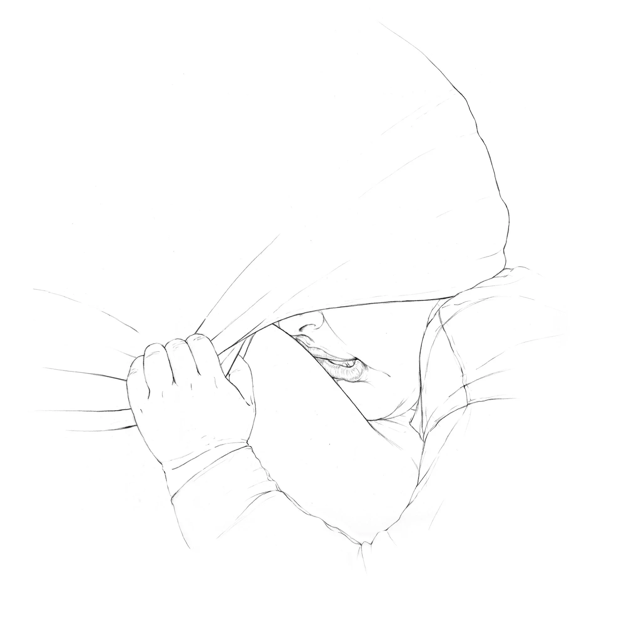 Hide and Seek, 2023, graphite on Bristol, 12 x 12 inches