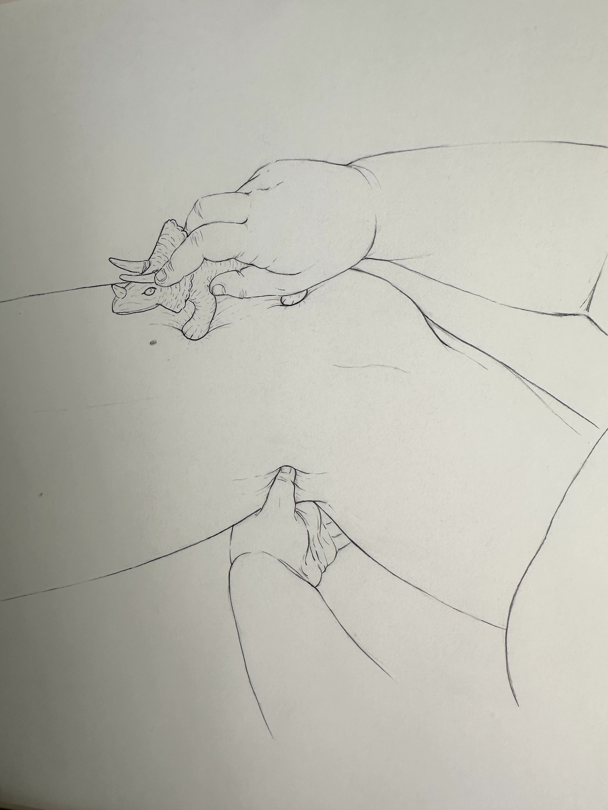 I am prehistoric, 2021, graphite on Bristol, 12.25in x 15.25in, signed and framed. $250