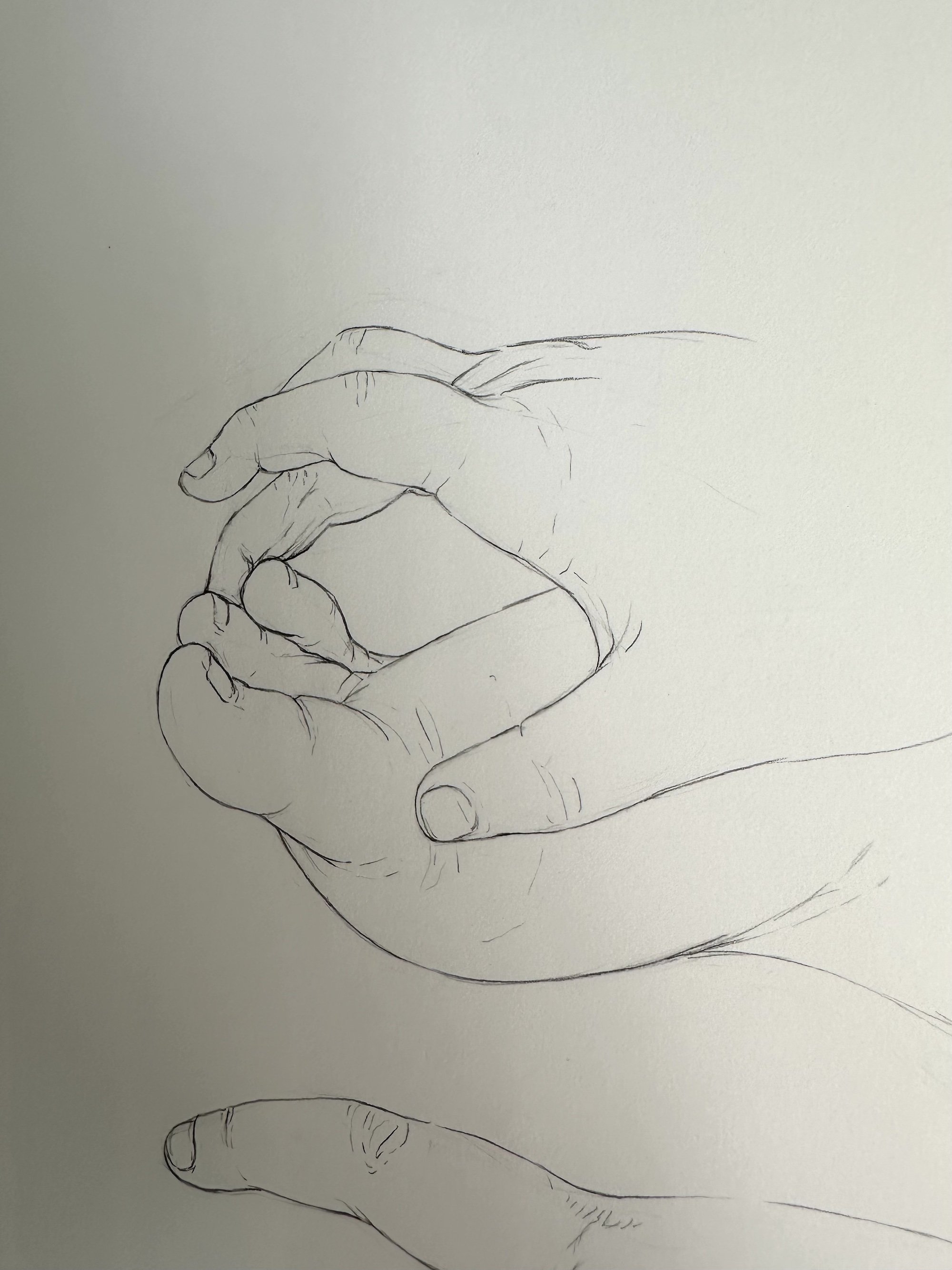 My fingers, my toes, 2023, graphite on Bristol, 18.25in x 15.25in, framed and signed, $600