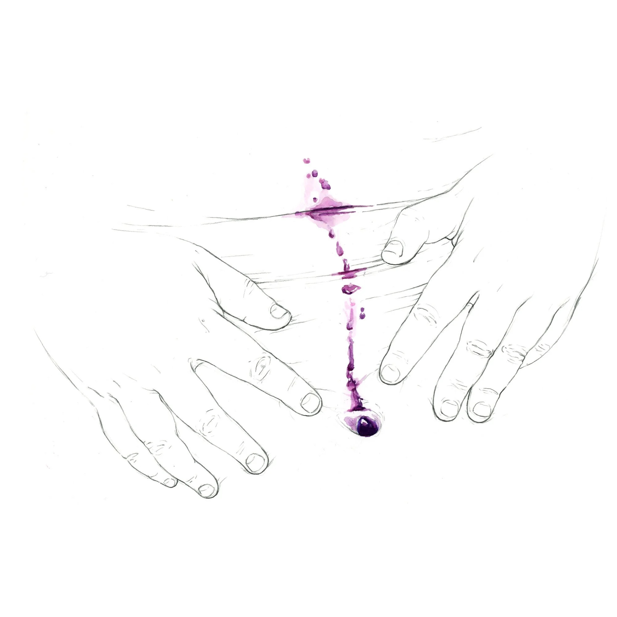 Grape popsicle, 2024, graphite and gouache on Bristol, 14in x 14in, signed but unframed. Can be sold unframed or I can coordinate framing for you.