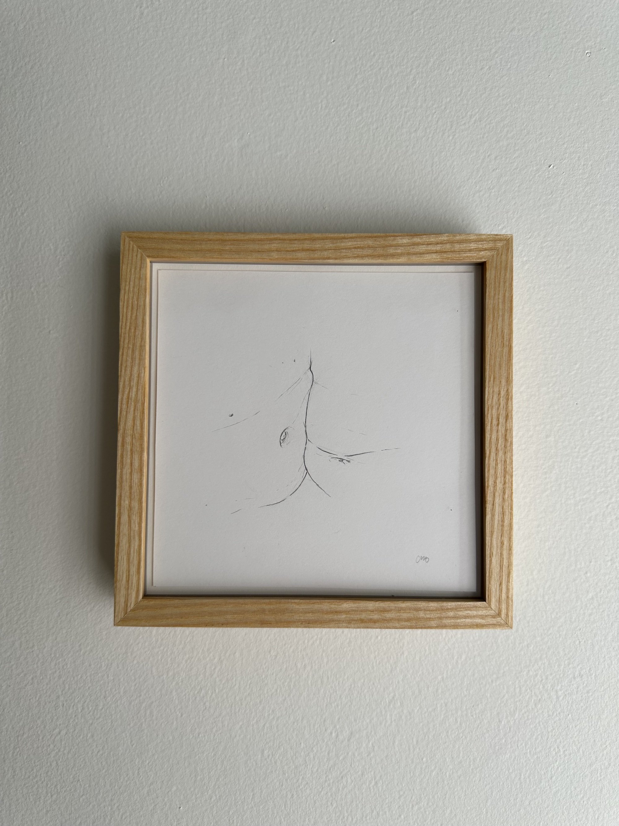 Belly on belly, 2021, graphite on Bristol, 7.25in x 7.25in, framed and signed, $200