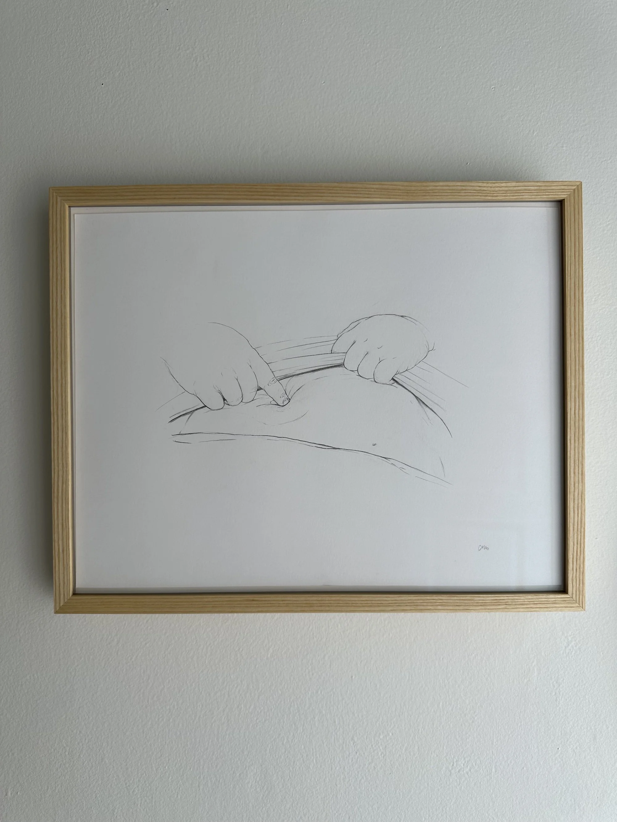 Don’t poke my button, mama doesn’t like it, 2021, graphite on Bristol, 12.25in x 15.25in, framed and signed, $200 SOLD