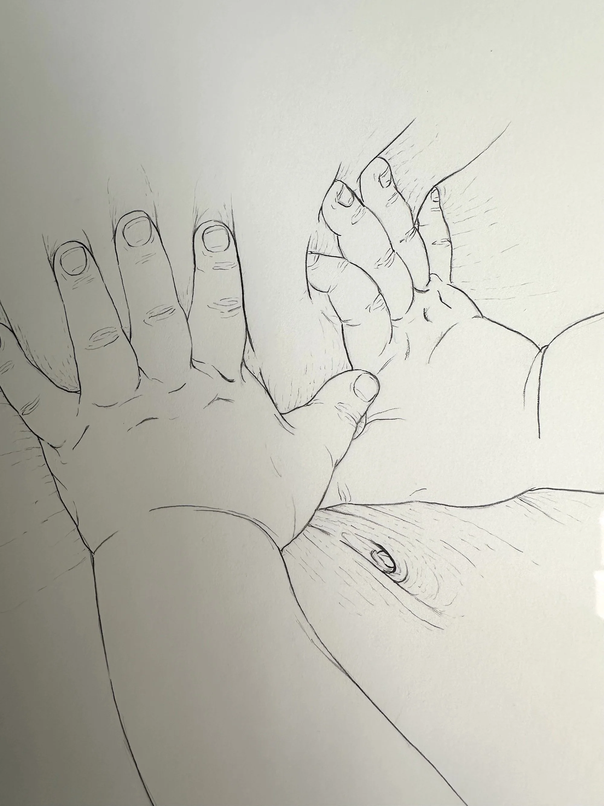 Mama belly, 2022, graphite on Bristol, 15.25in x 18.25in, framed and signed, $650 SOLD