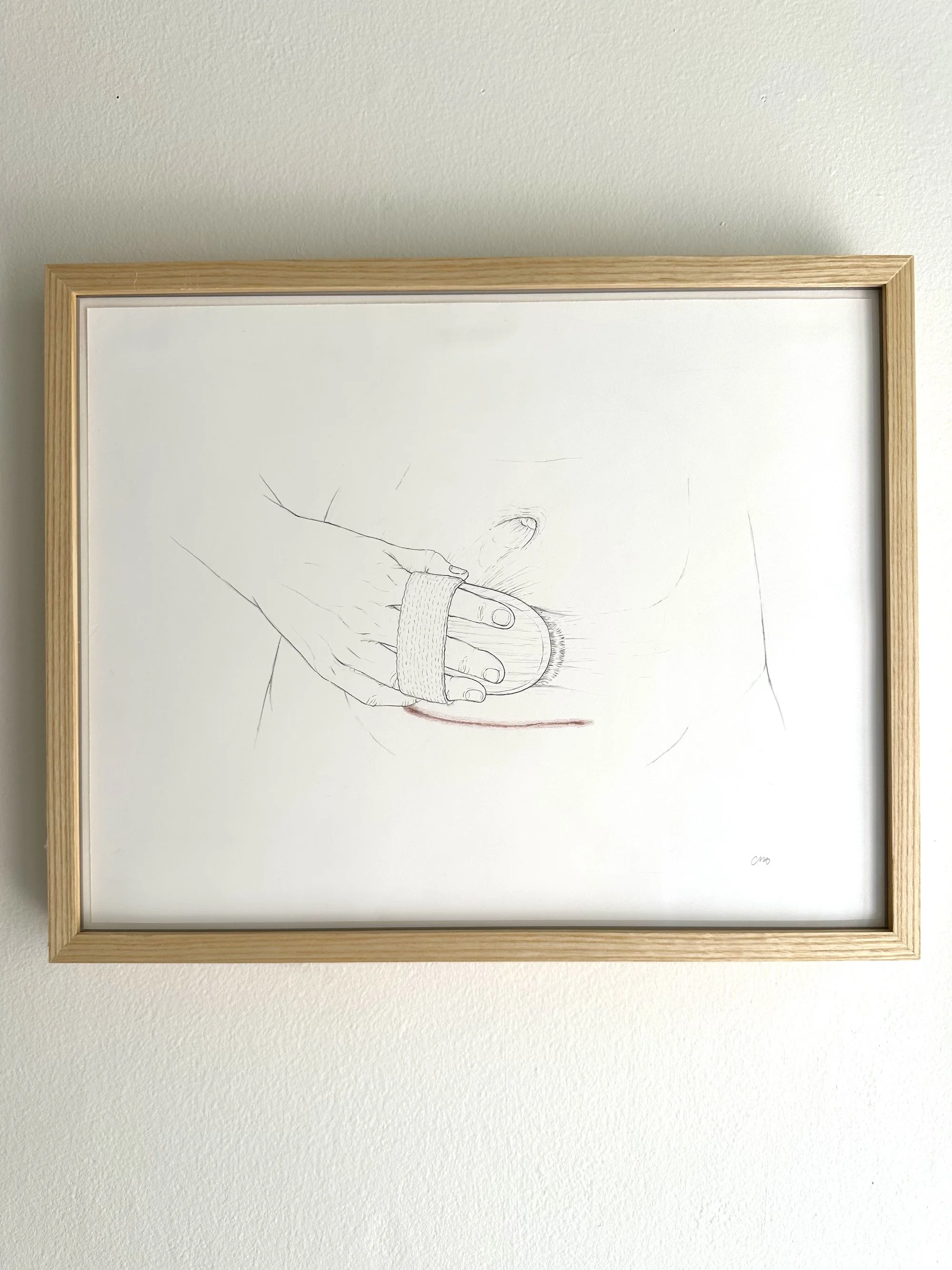 Scar desensitization as self-care, 2021, graphite and colored pencil on Bristol, 12.25in x 15.25in, framed and signed, $500