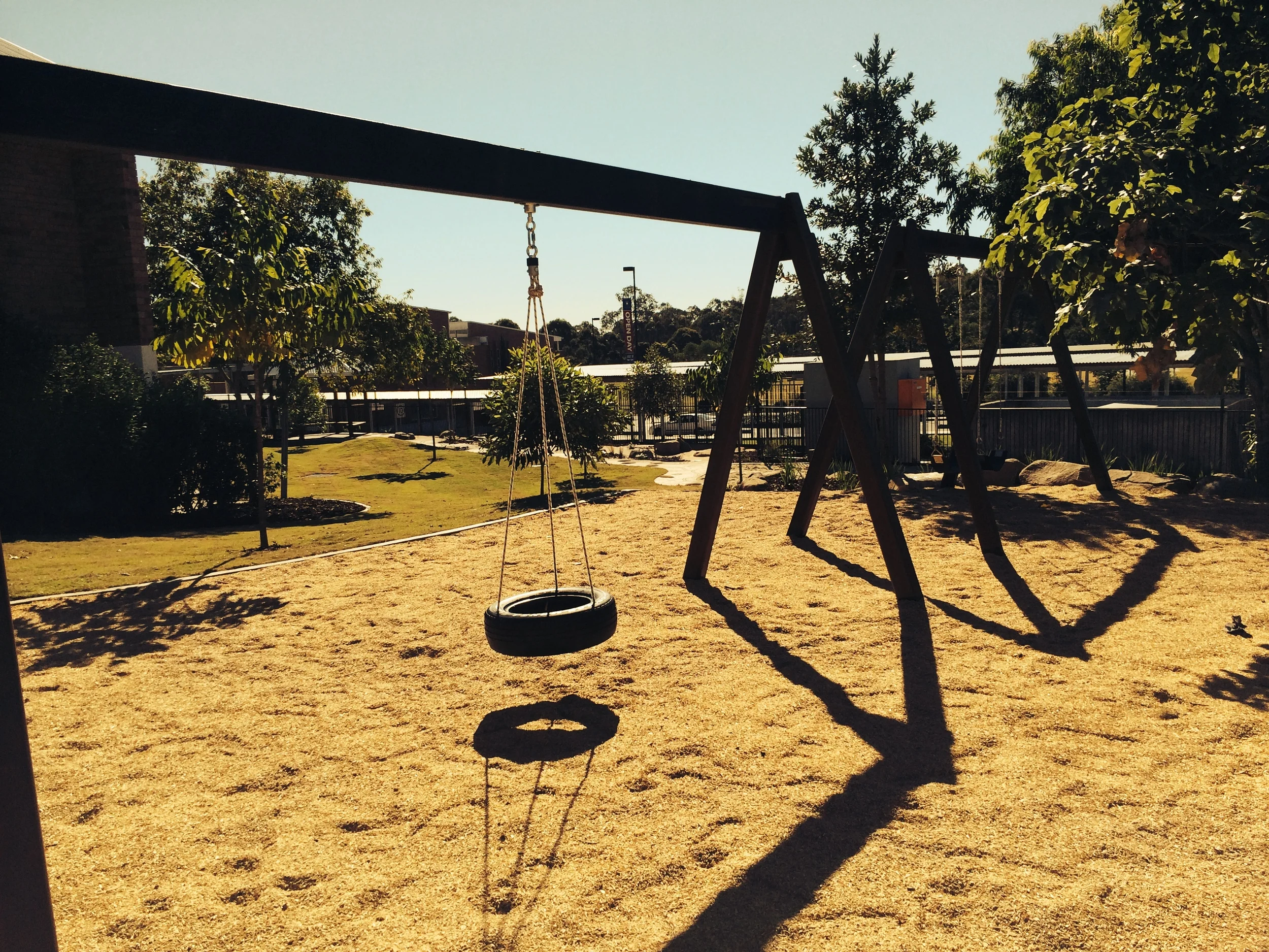 TWO SETS OF SWINGS, ONE TYRE AND TWO SWING SEATS