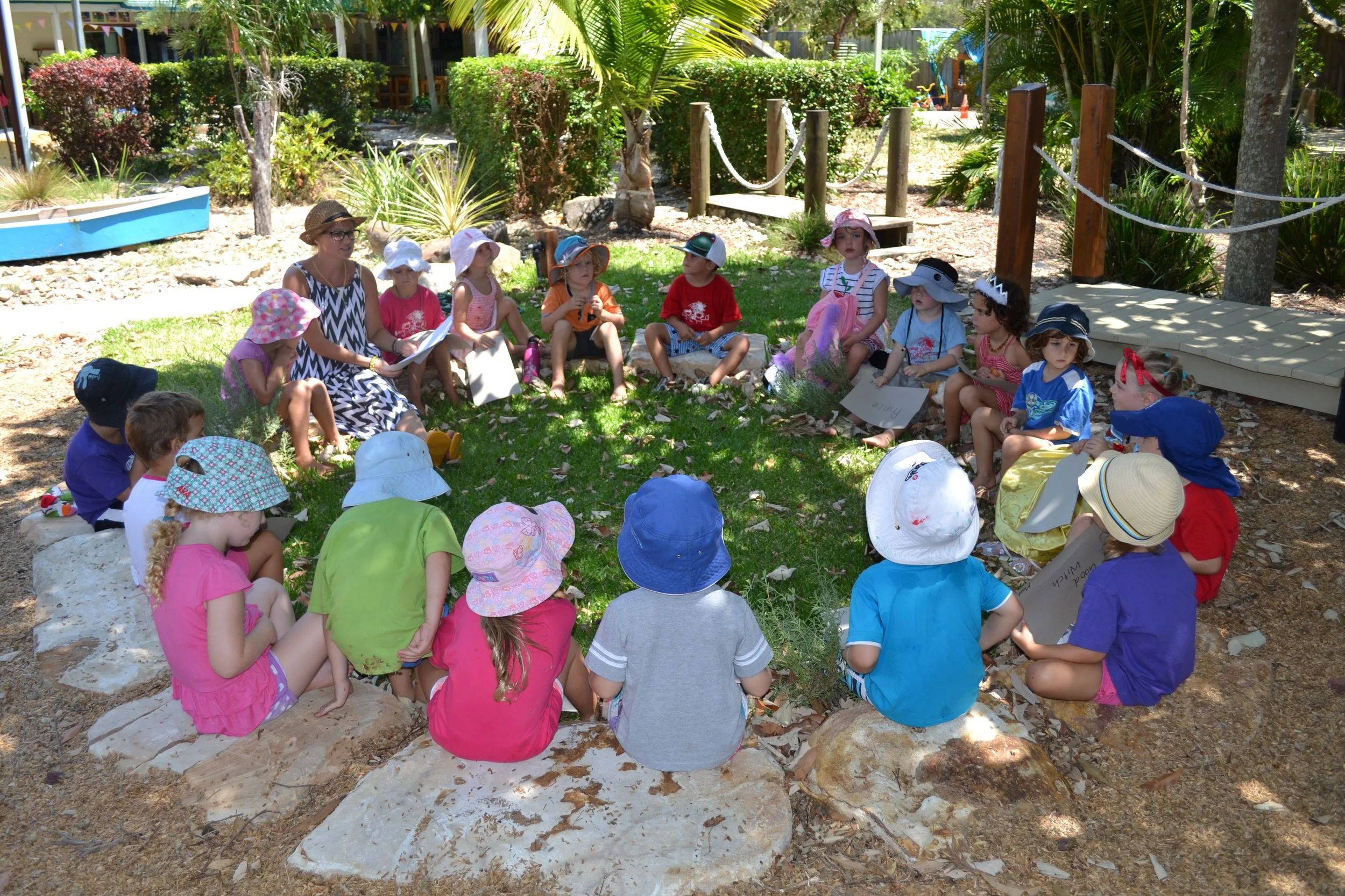 Meeting circle becomes an outdoor classroom