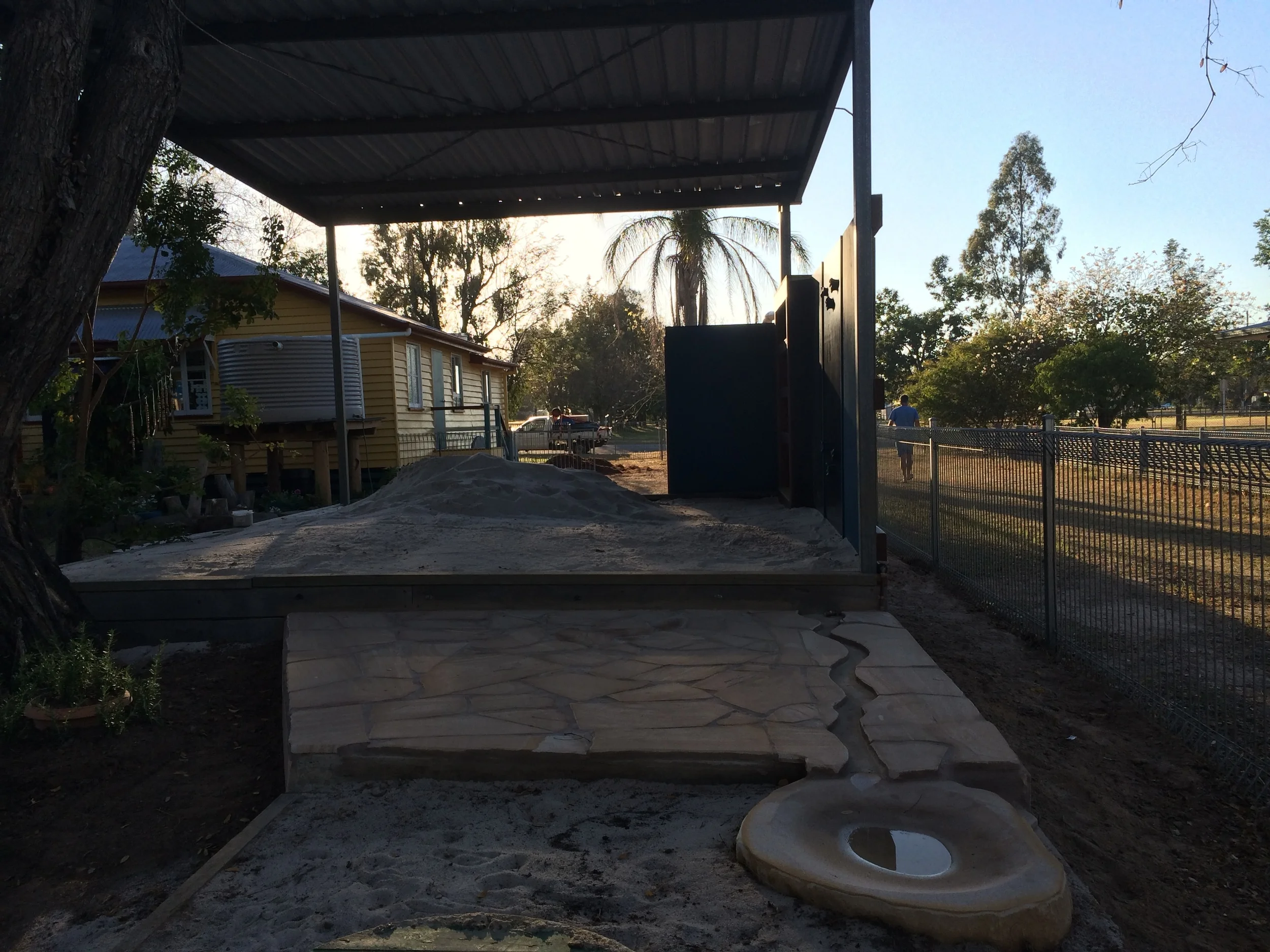 Sandstone watercourse now connects the sandpit and digging pit