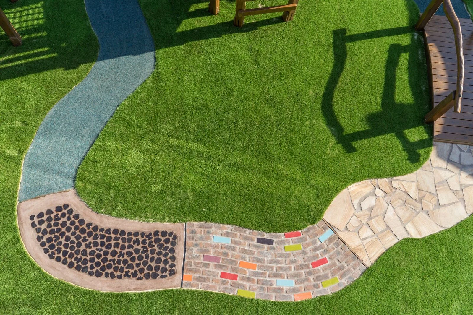 Looking down on the sensory path /bike track.