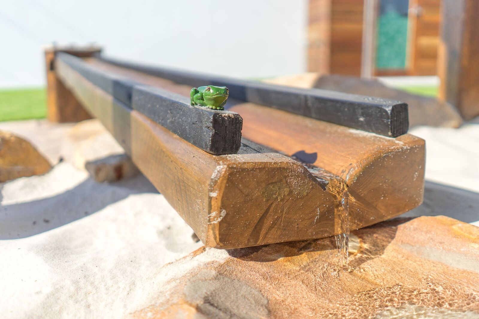 Recycled timber from the old mill turned into a watercourse.