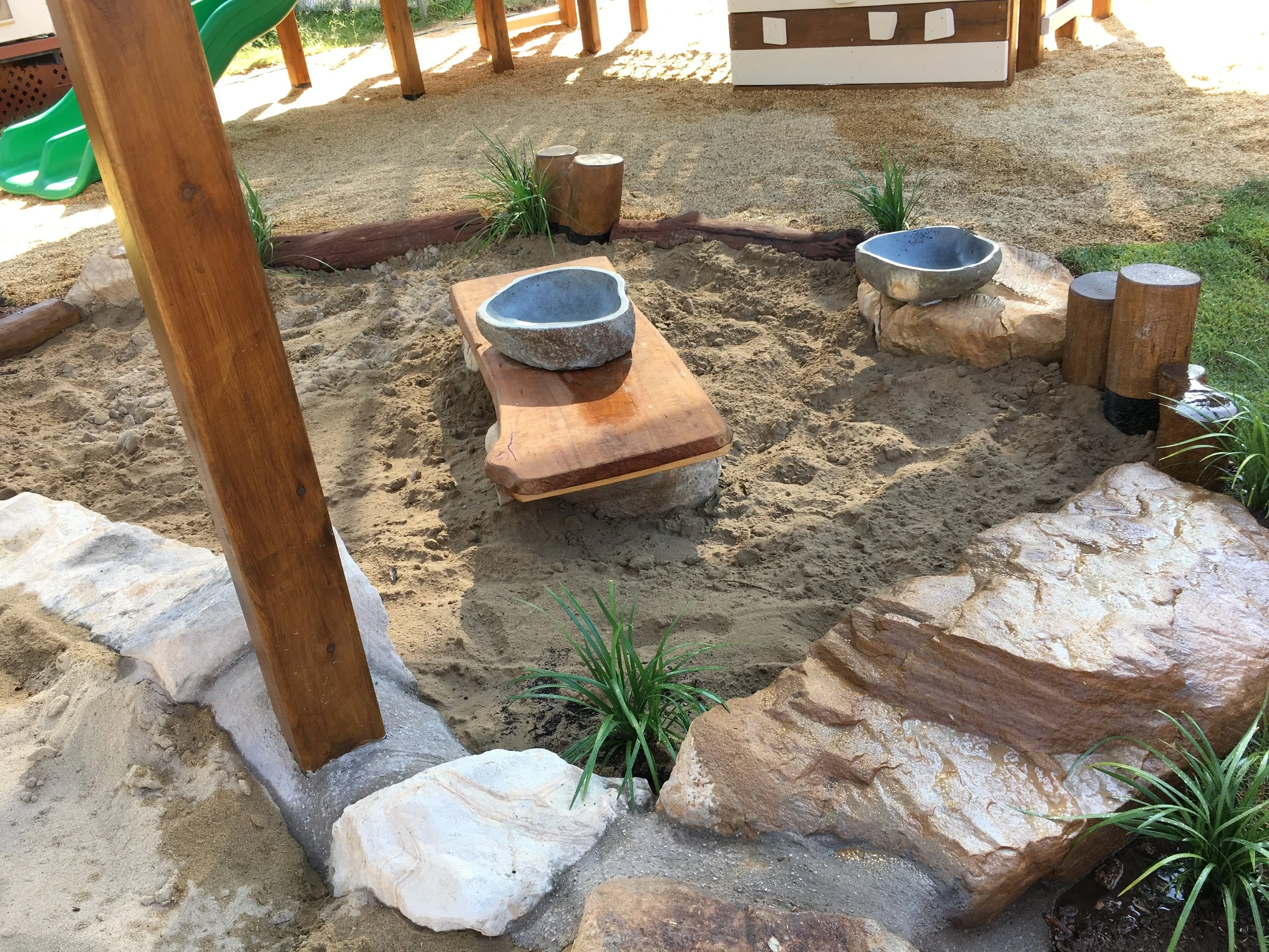 Natural stone bowls, dirt, water , heavenly.