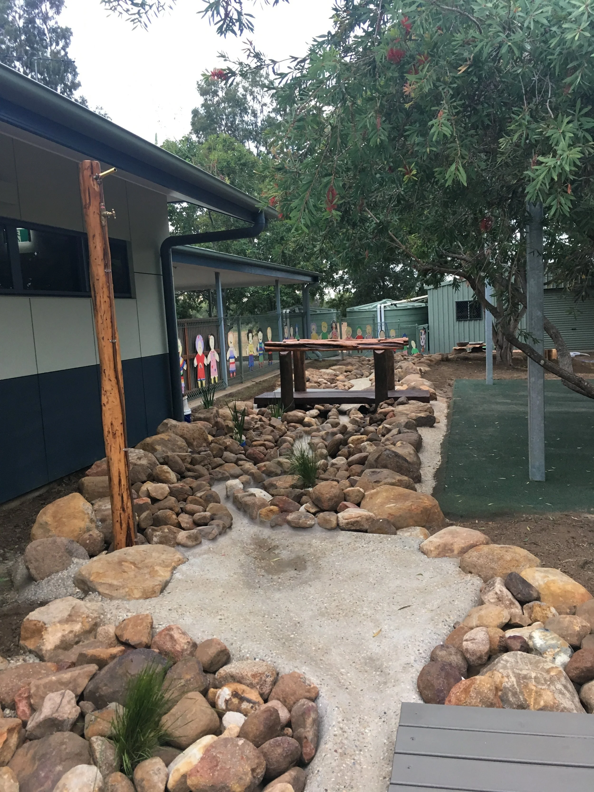This is half way. Outdoor shower and a place to splash..