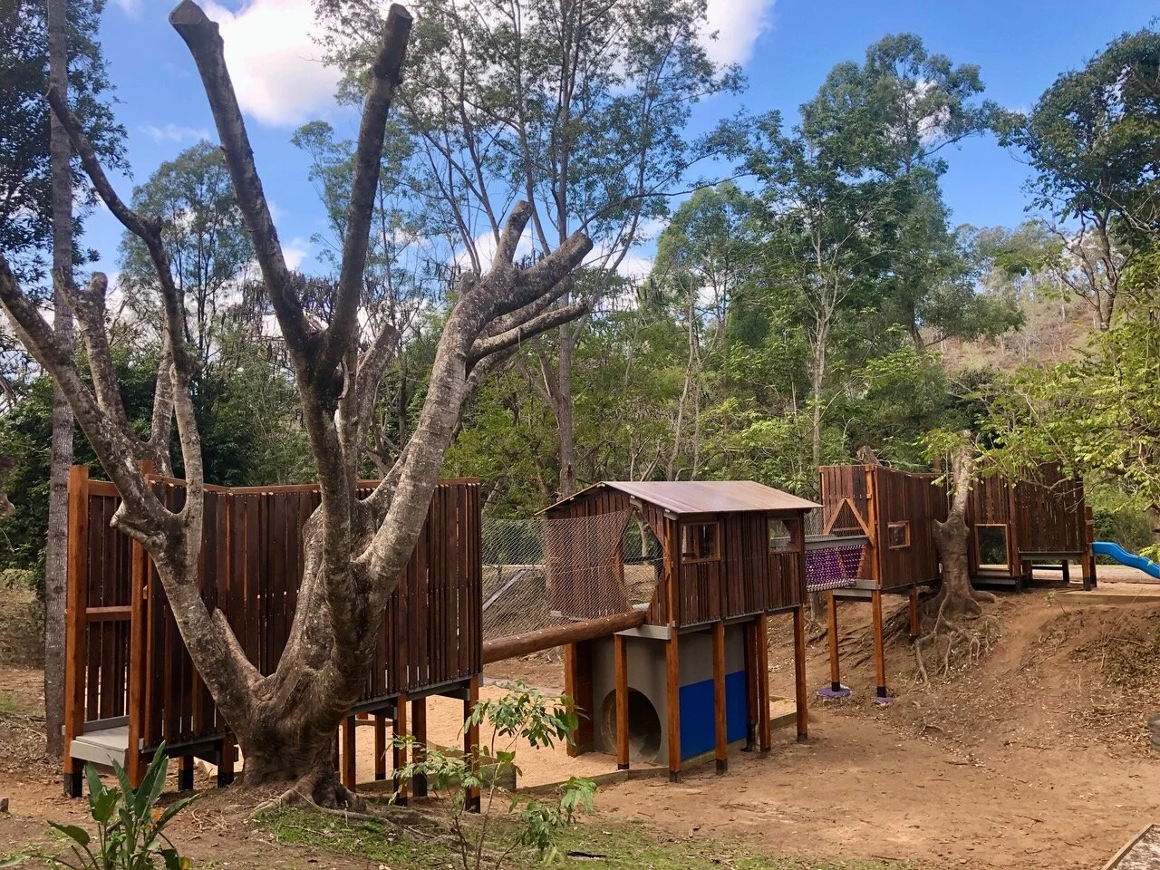Timber playground outside builder