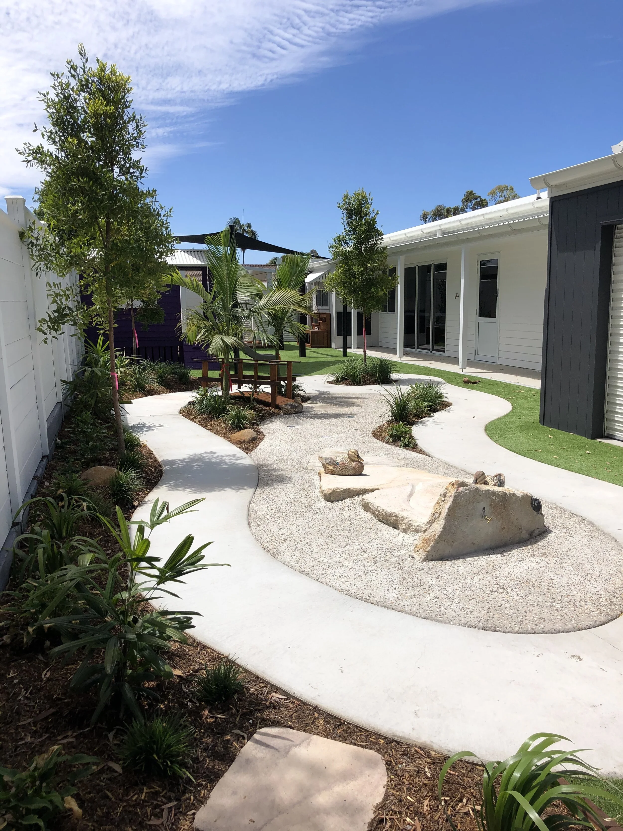 Water course with bike track boarder.