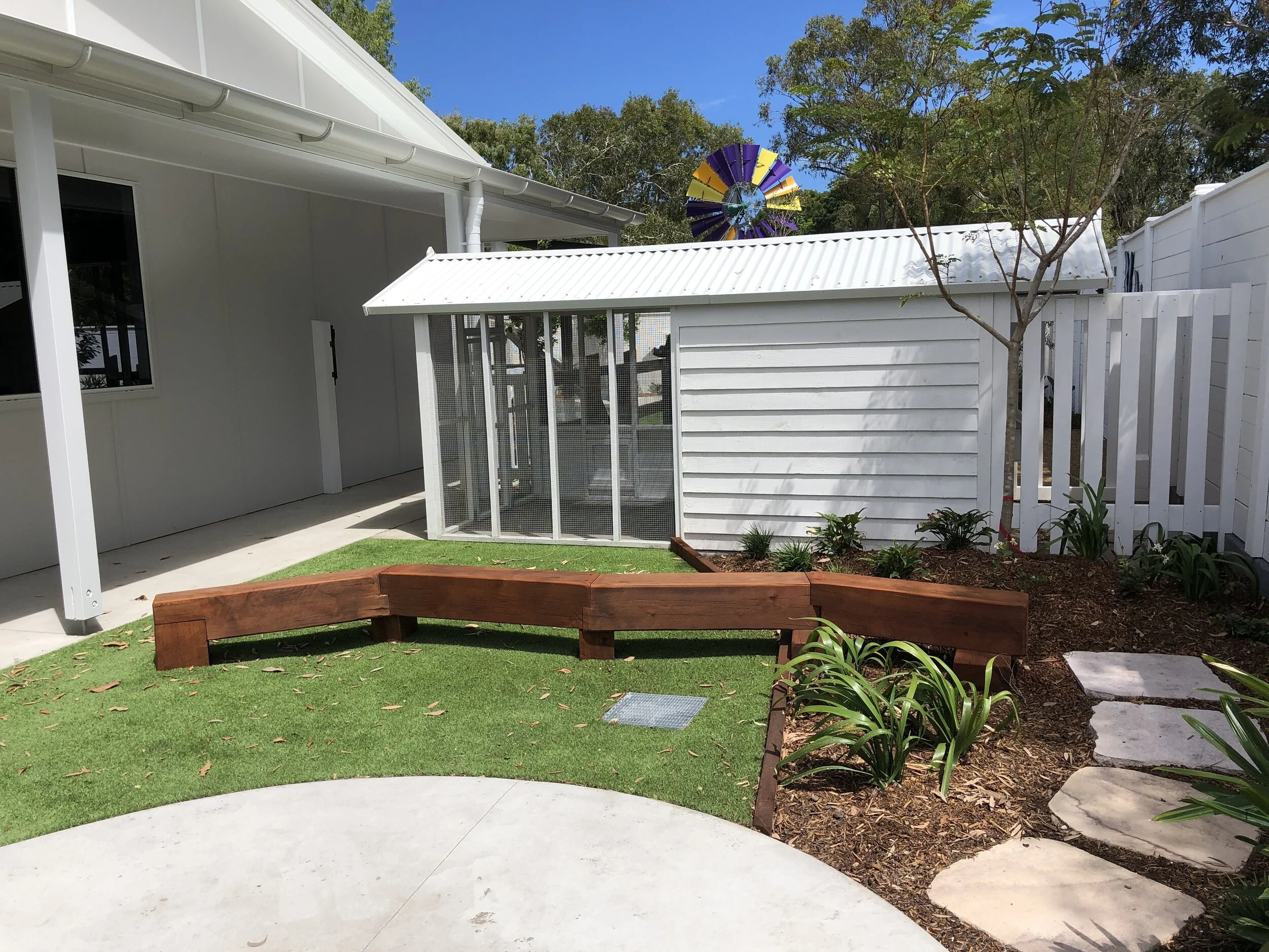 balance beams/steppers and gardens