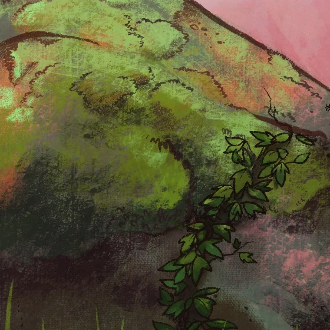 Here's a sneak peek into some new work for @thespacioustarot !! Can't make a full announcement yet but I'm jazzed, and cannot wait to share.  Until then, here's a mossy spot to contemplate your ancient roots. hehe. 
.
.
.
#oldrocks #indietarotdecks #